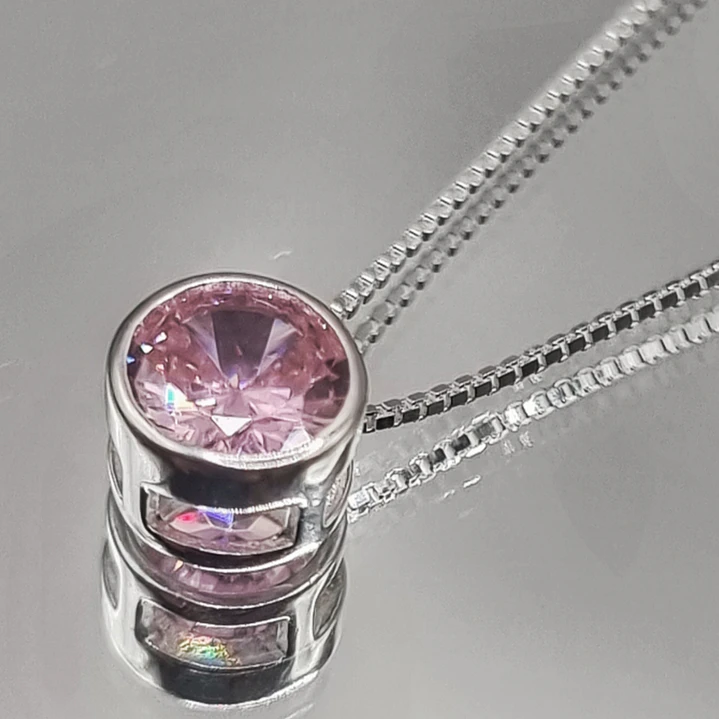 Collar Punto de Luz Rosa Francia en Plata 925  2