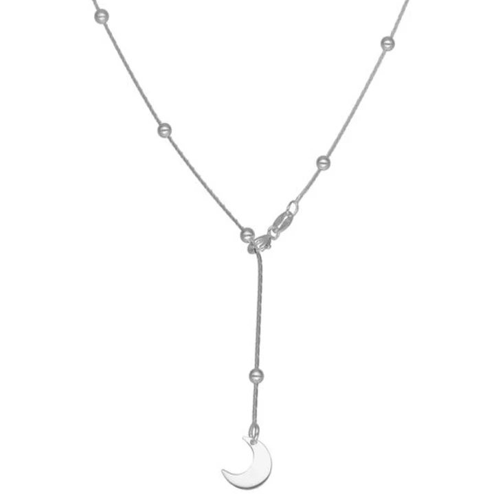 Collar Media Luna Esferas Cascada en Plata 925  1