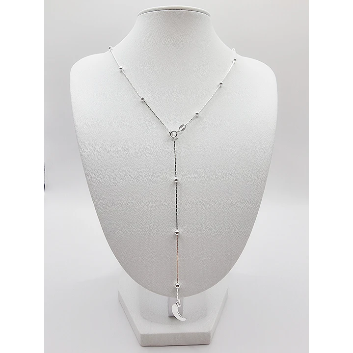 Collar Media Luna Esferas Cascada en Plata 925  3