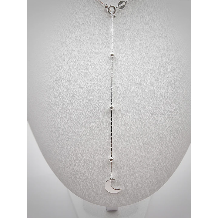 Collar Media Luna Esferas Cascada en Plata 925  4
