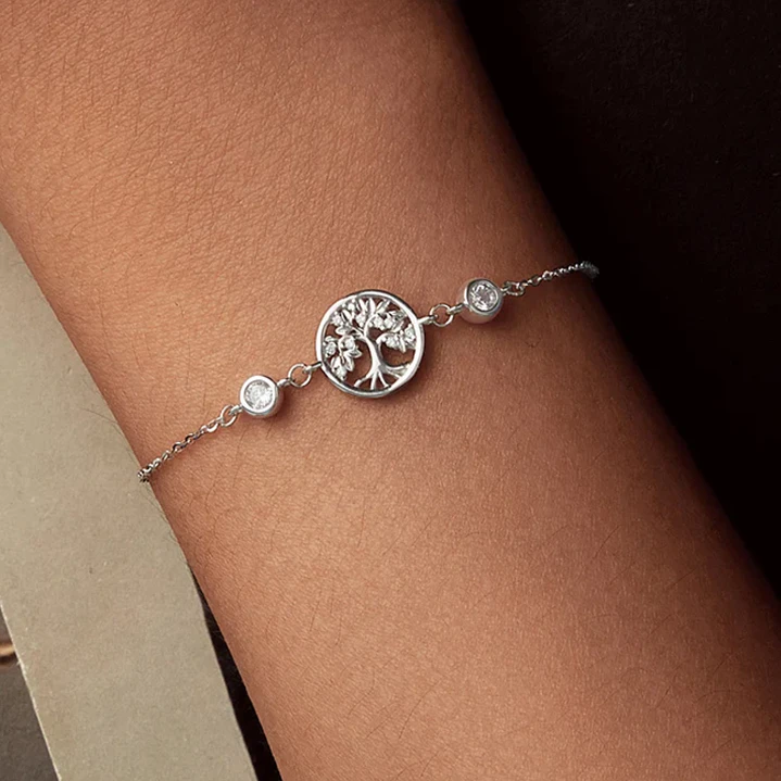 Set Pulsera + Aros Árbol de la Vida Plata 925 con Circones 4