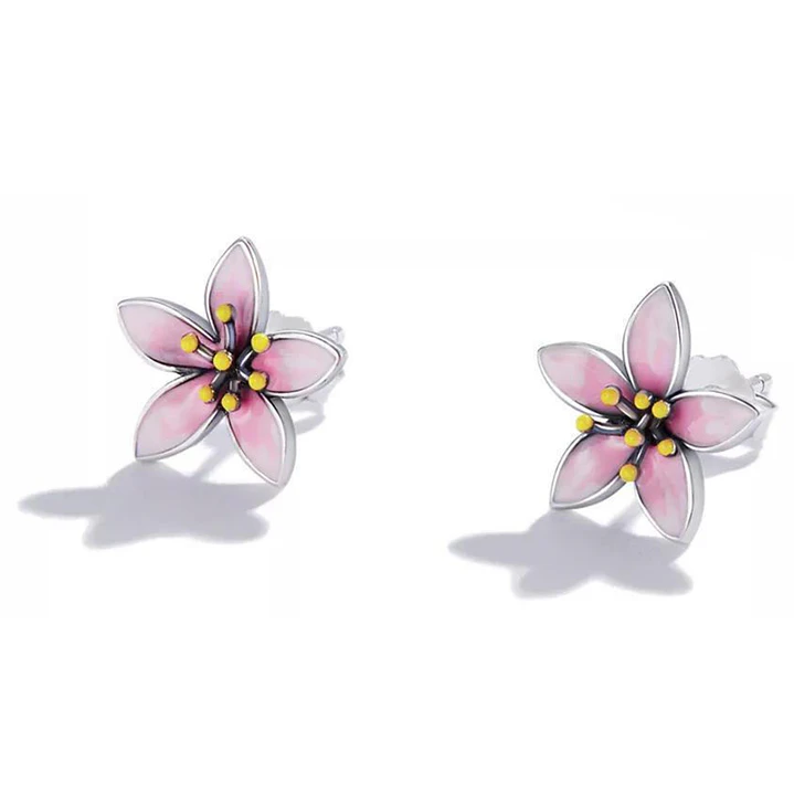 Aros Flor Sakura en Plata 925  2