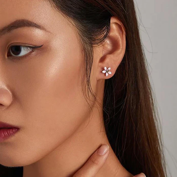 Aros Flor Sakura en Plata 925  3