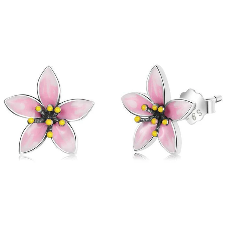 Aros Flor Sakura en Plata 925  1