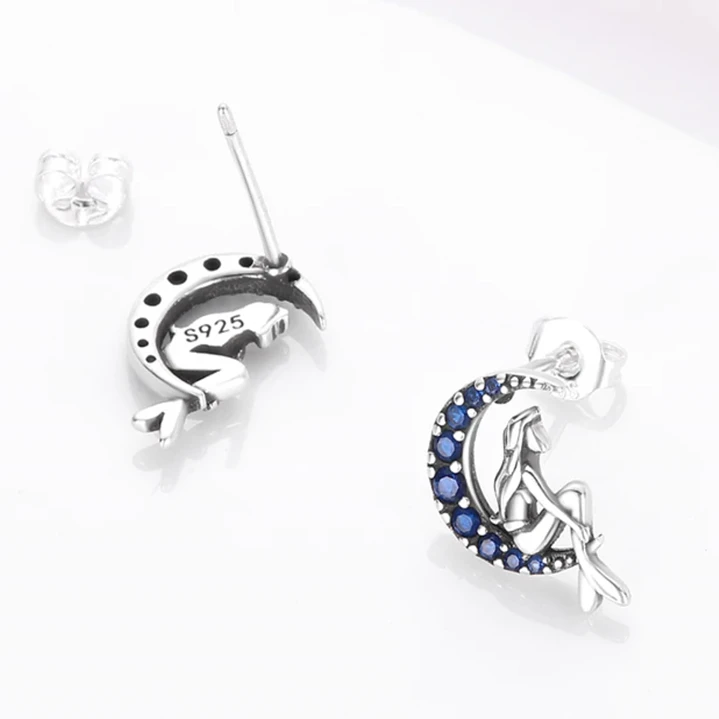 Aros de Hada sentada en Luna Plata 925  2