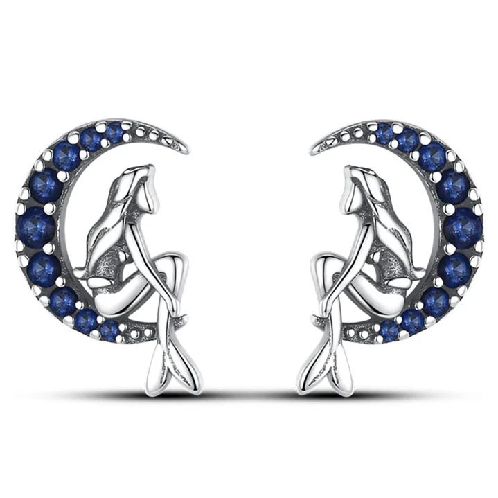 Aros de Hada sentada en Luna Plata 925  1