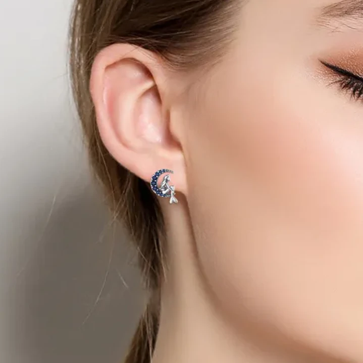 Aros de Hada sentada en Luna Plata 925  3