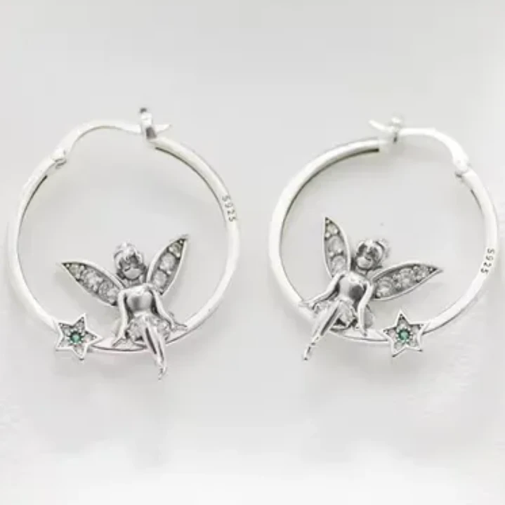 Aros Argollas Hada Circón en Plata 925  4