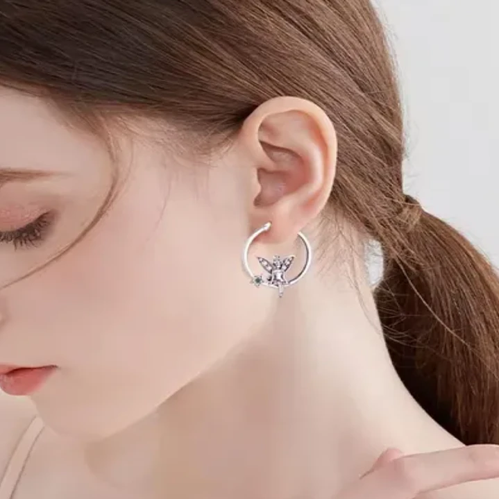 Aros Argollas Hada Circón en Plata 925  2