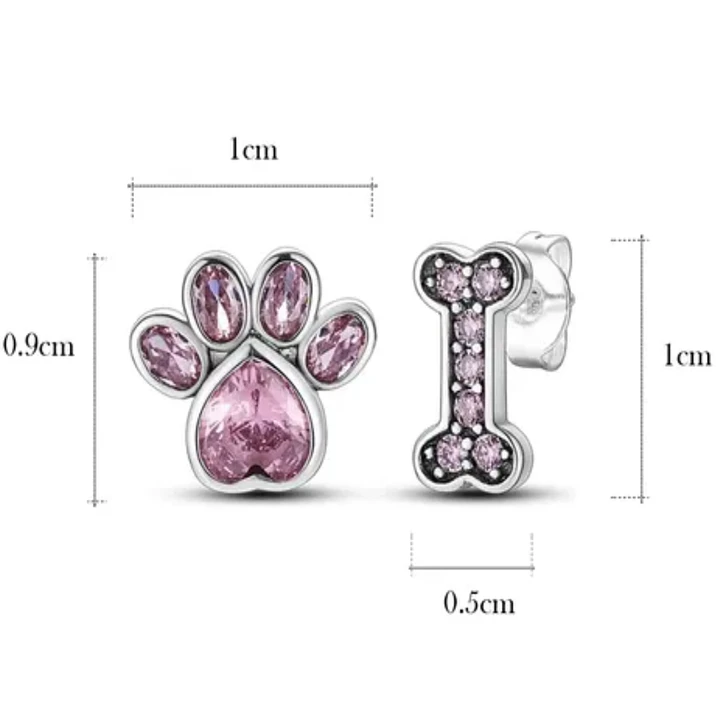 Aros Asimétricos Huella y Hueso en Plata 925  2