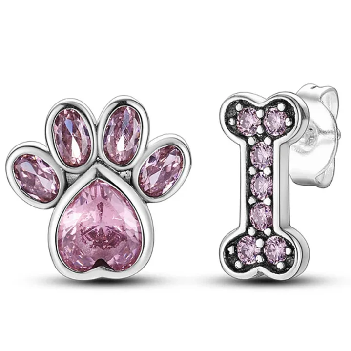 Aros Asimétricos Huella y Hueso en Plata 925  1