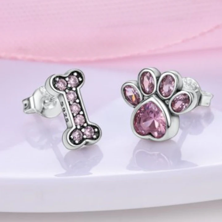 Aros Asimétricos Huella y Hueso en Plata 925  3