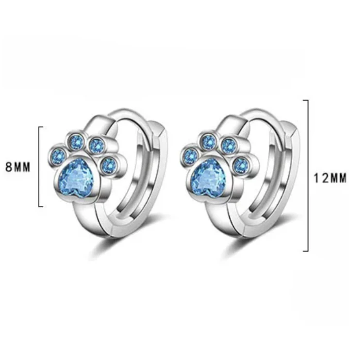 Aros Huellita de Perrito Circón Celeste en Plata 925  6