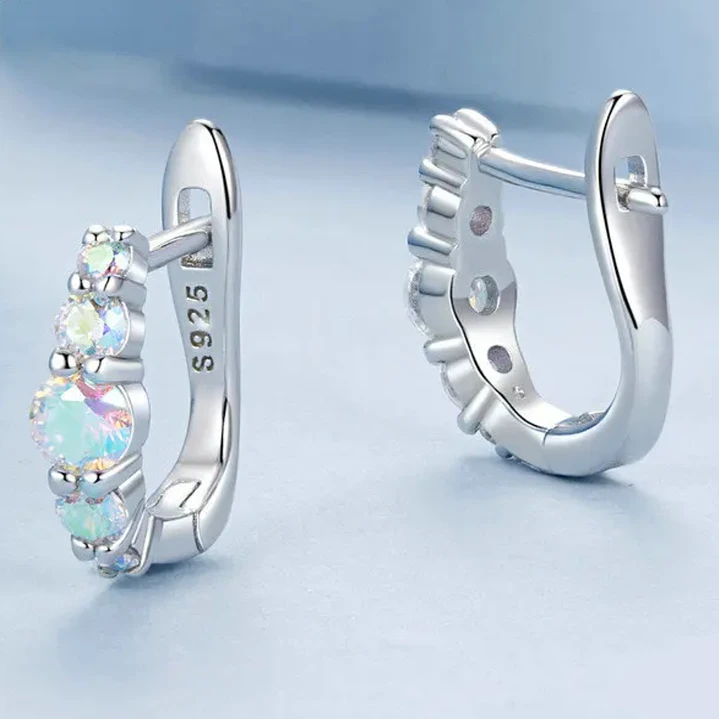 Aros Plata 925 con Circones Aurora Boreal  2