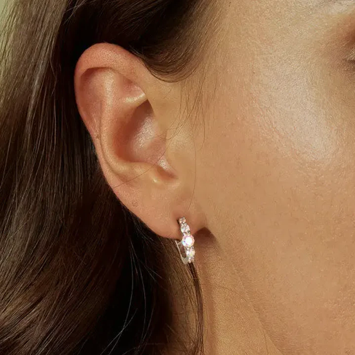 Aros Plata 925 con Circones Aurora Boreal  3