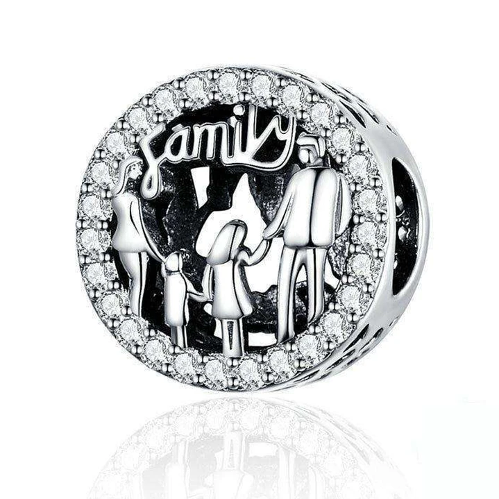 Charm Familia en Plata 925 con Circones Brillantes   1