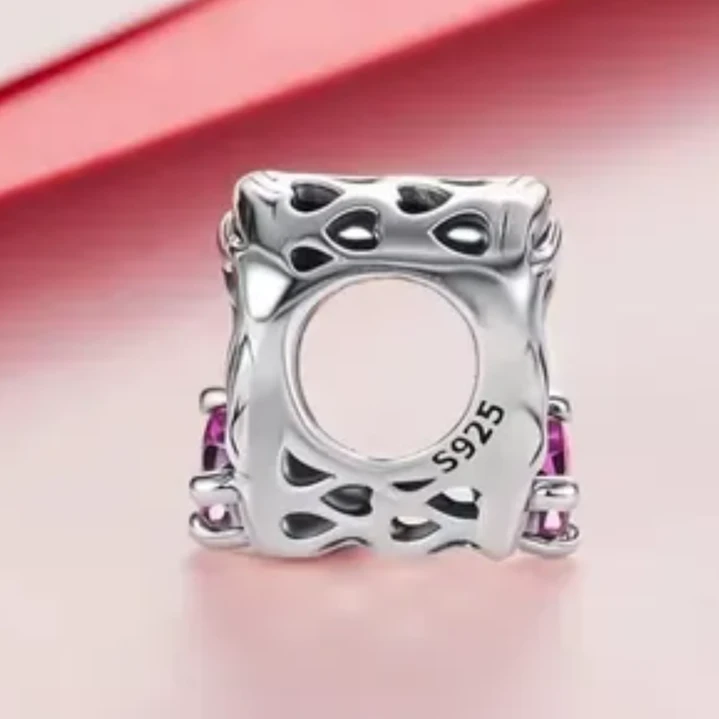Charm Mamá e Hija en Plata 925 con Circón Rosa   3