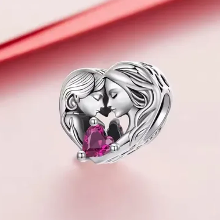 Charm Mamá e Hija en Plata 925 con Circón Rosa   4