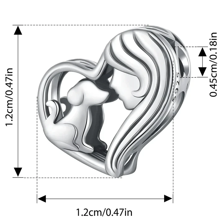 Charm Mujer con Perrito en Plata 925  3