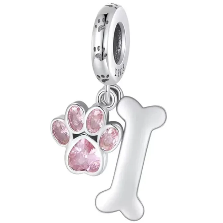 Charm Dije Perrito Huellita con Huesito en Plata 925 1