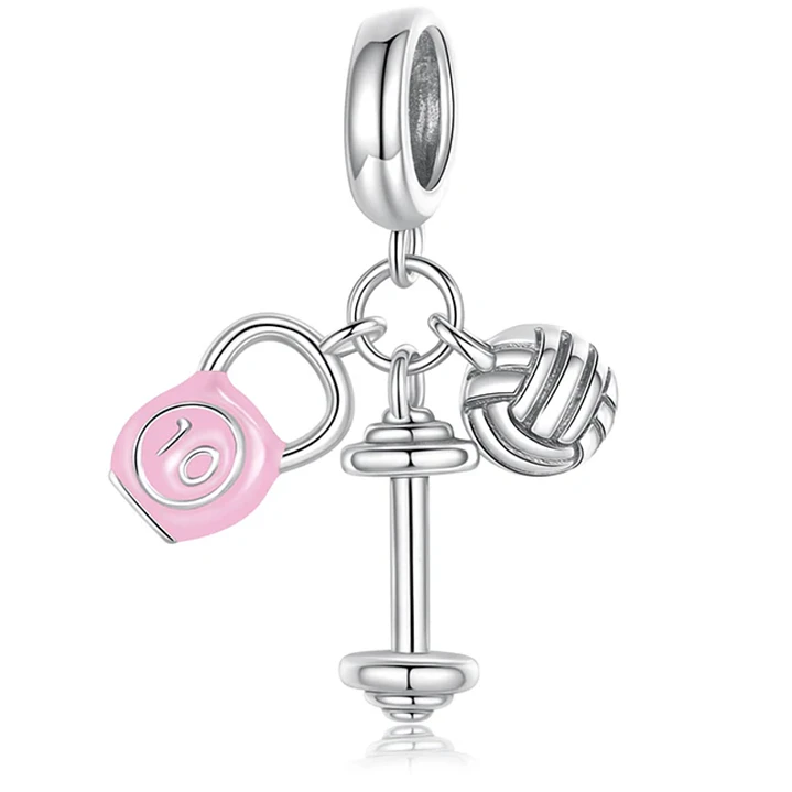 Charm Dije en Plata 925 Deporte Vóleibol Pesa Mancuerna 1