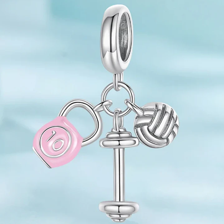 Charm Dije en Plata 925 Deporte Vóleibol Pesa Mancuerna 2
