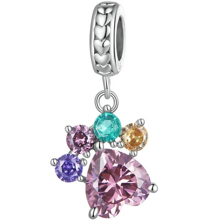 Charm Dije Colgante Huella Perrito Circón Brillante en Plata 925 1