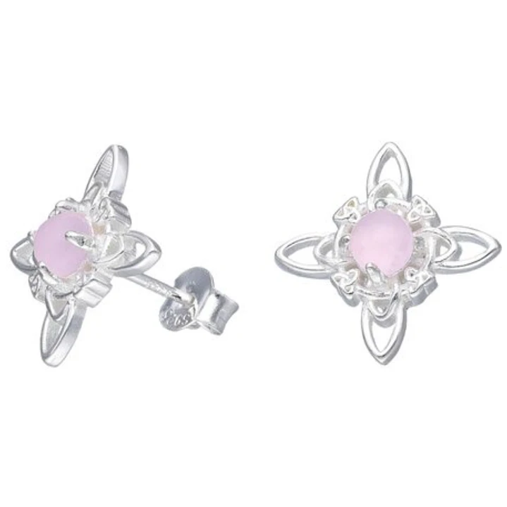 Aros Simbólicos Nudo de Brujas Cuarzo Rosa en Plata 925 1