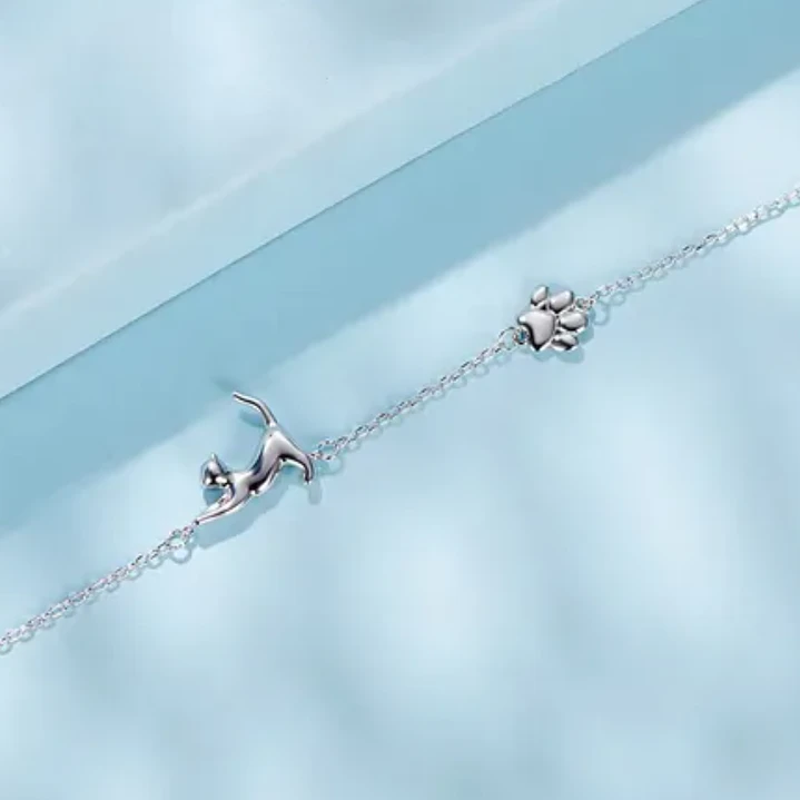 Pulsera Gatito Huellita Mascotas en Plata 925  4