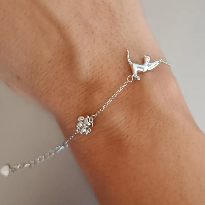 Pulsera Gatito Huellita Mascotas en Plata 925  2