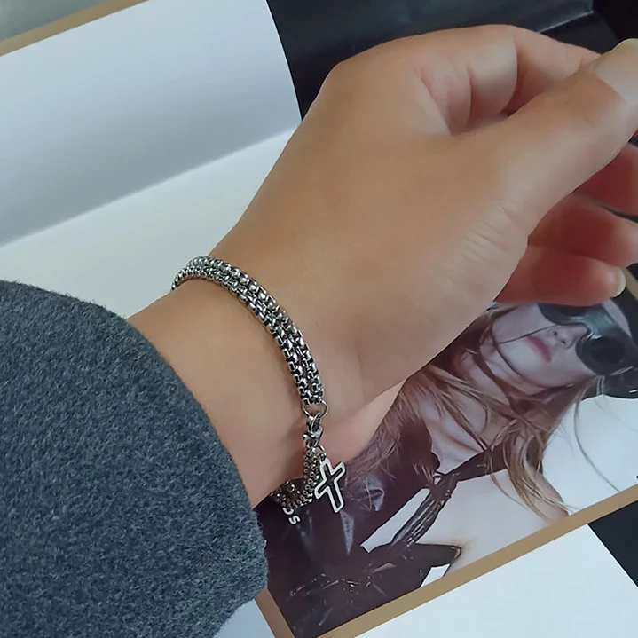 Pulsera Hombre Acero Inoxidable Estilo Cruzado Moderno 5