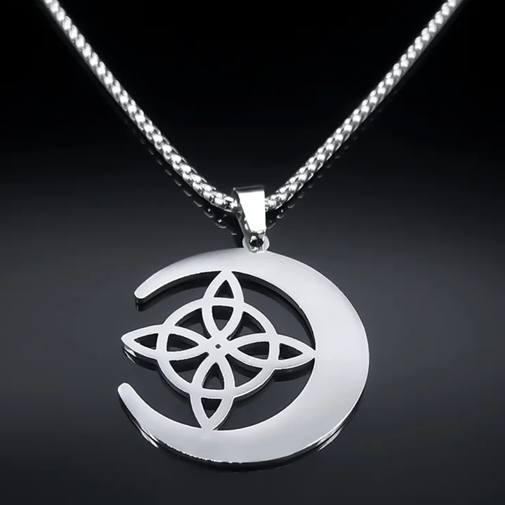 Collar Nudo de Brujas con Media Luna Acero Inoxidable  3