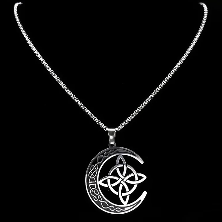 Collar Nudo de Brujas con Media Luna Acero Inoxidable  4