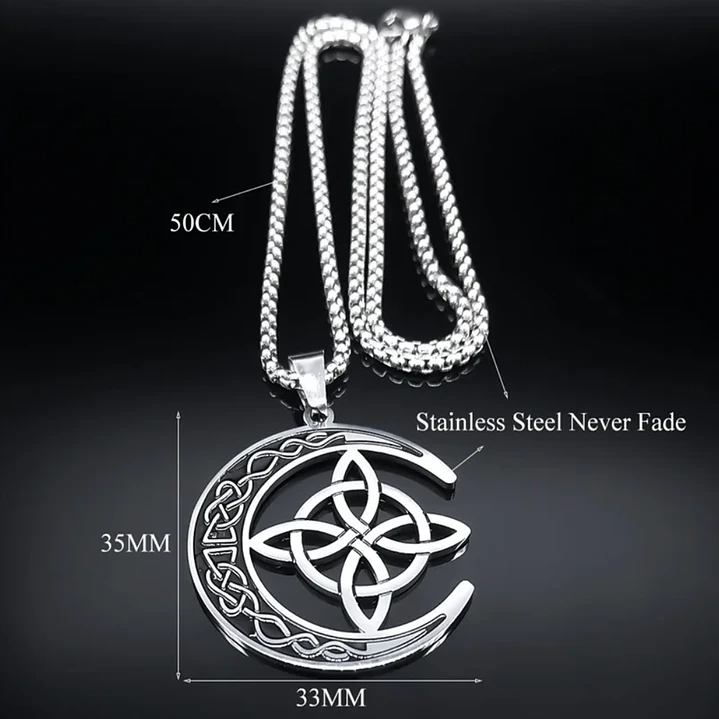 Collar Nudo de Brujas con Media Luna Acero Inoxidable  5