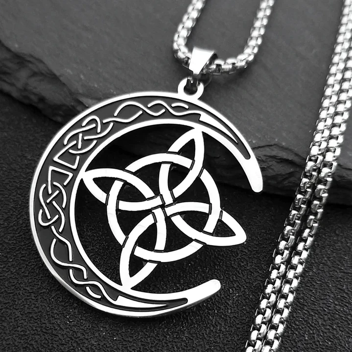 Collar Nudo de Brujas con Media Luna Acero Inoxidable  2