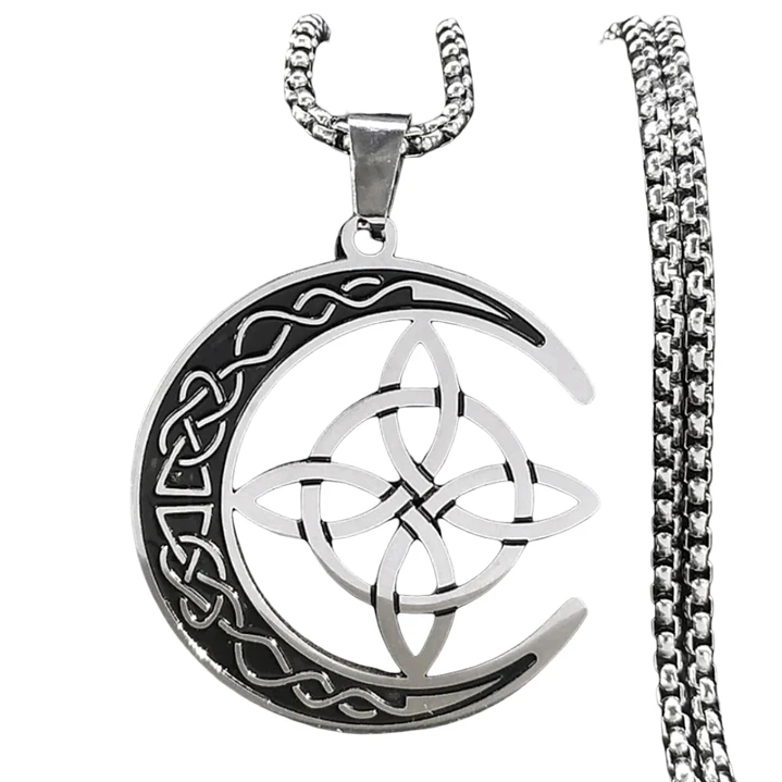 Collar Nudo de Brujas con Media Luna Acero Inoxidable  1