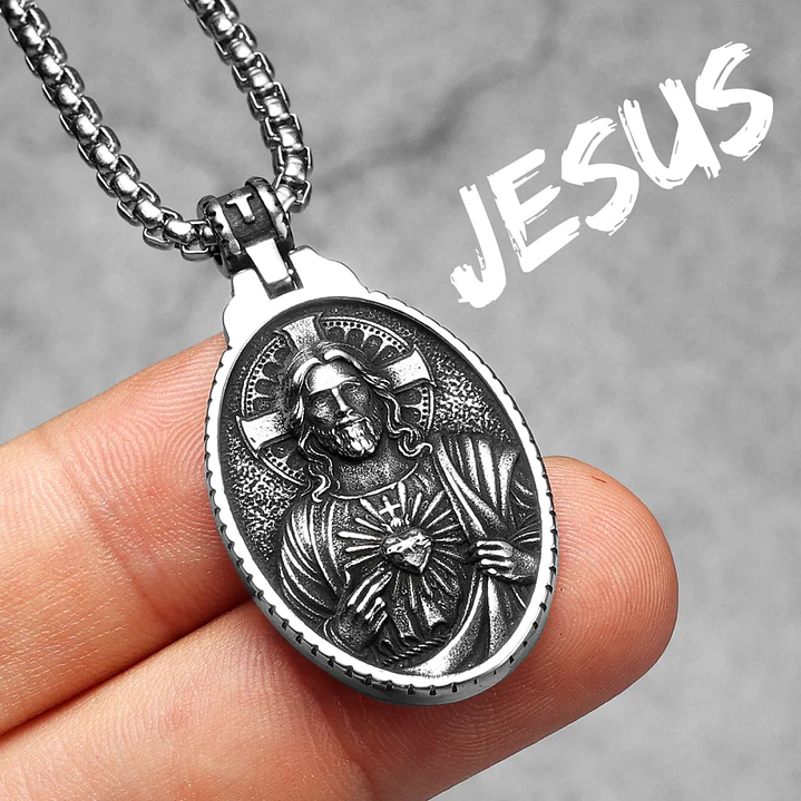 Collar Hombre Acero Inoxidable Dije Jesús Religioso 3