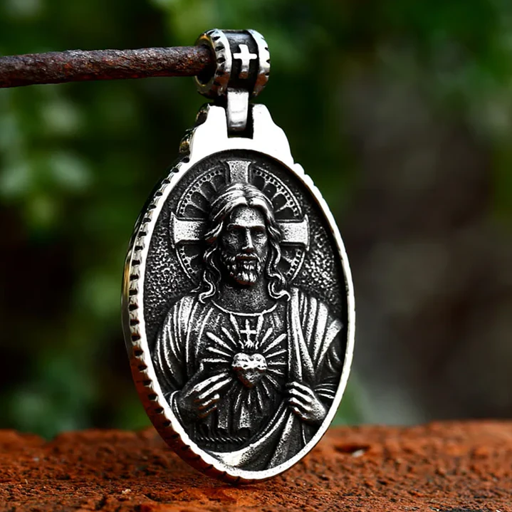 Collar Hombre Acero Inoxidable Dije Jesús Religioso 2