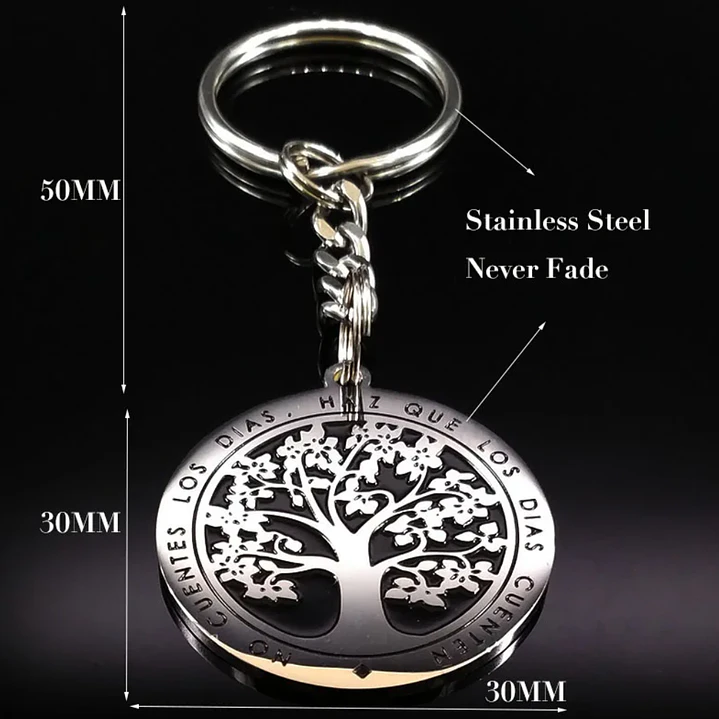 Llavero Acero Inoxidable Árbol de la Vida Frase Inspiradora 2