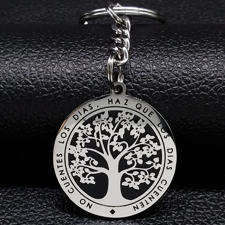 Llavero Acero Inoxidable Árbol de la Vida Frase Inspiradora 3