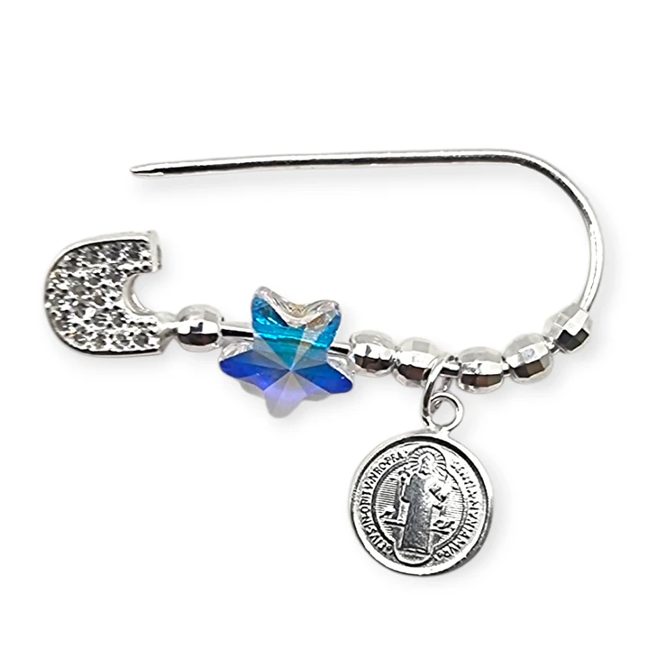 Colgante Plata 925 Prendedor Alfiler San Benito Abad Estrella  3