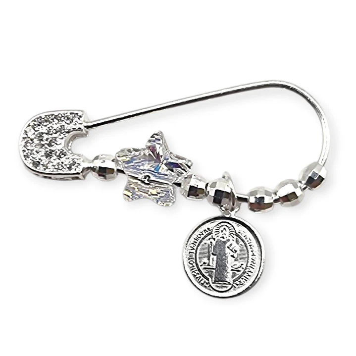 Colgante Plata 925 Prendedor Alfiler San Benito Abad Estrella  1