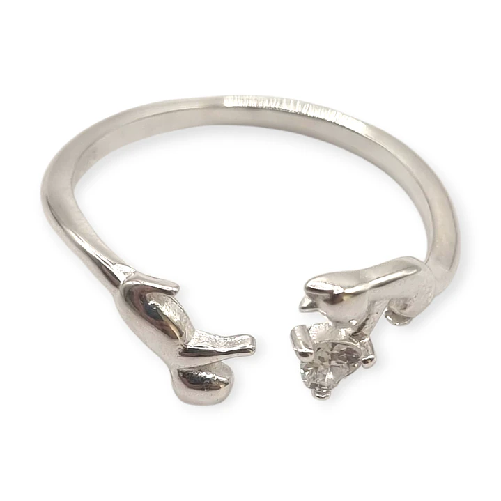 Anillo Ajustable Gatito Circón Plata 925 1