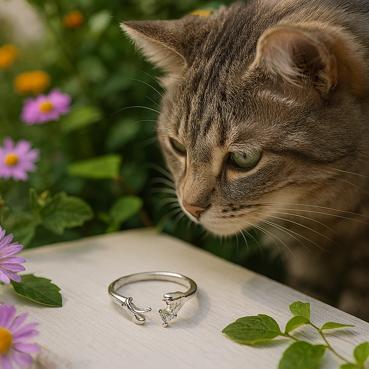 Anillo Ajustable Gatito Circón Plata 925 3