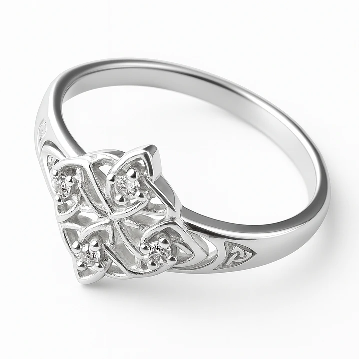 Anillo Nudo de Brujas Circón en Plata 925  1