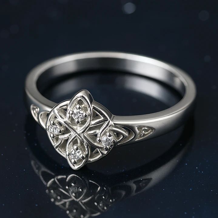 Anillo Nudo de Brujas Circón en Plata 925  3