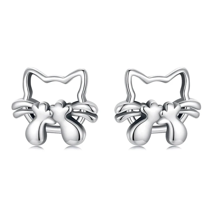 Aros Plata 925 Gatito Dulce  1