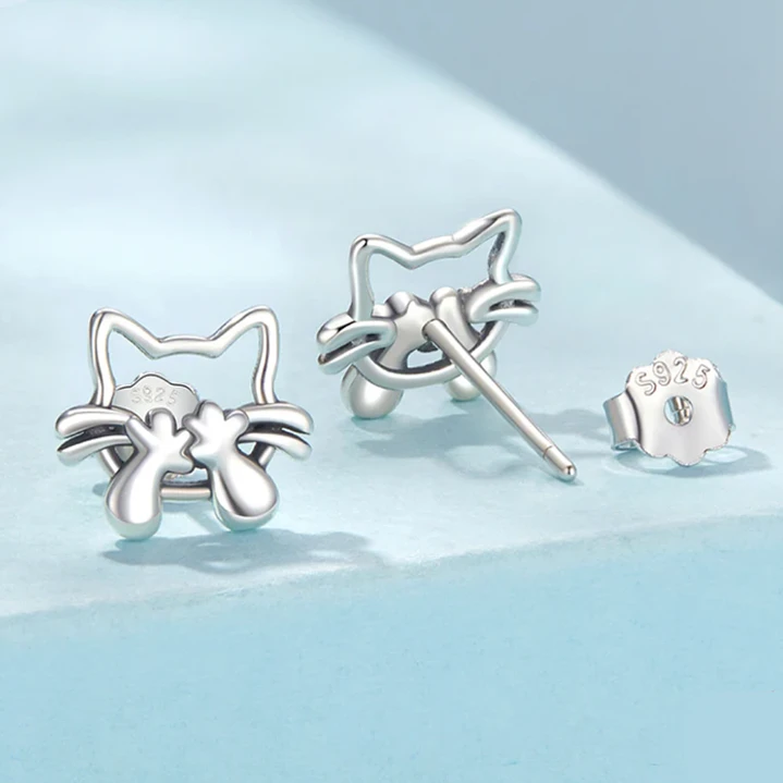 Aros Plata 925 Gatito Dulce  3