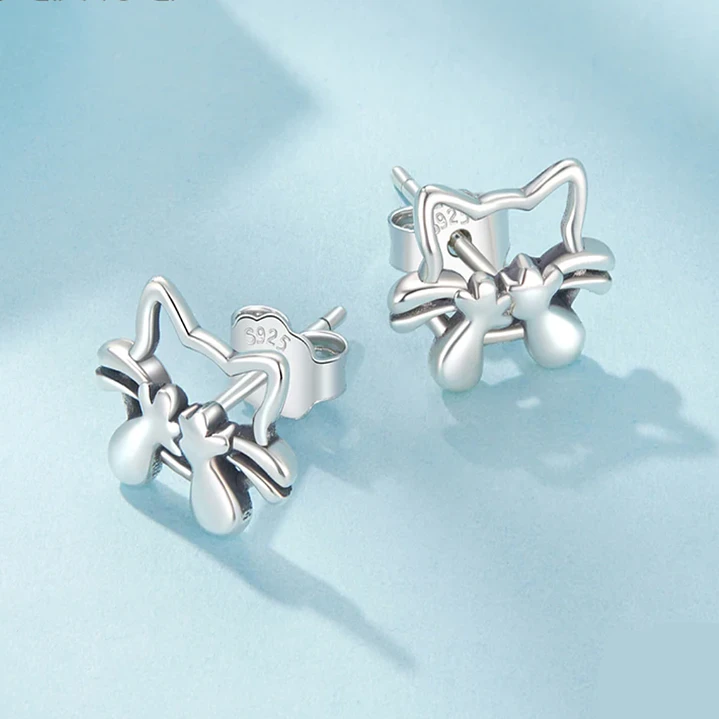 Aros Plata 925 Gatito Dulce  4