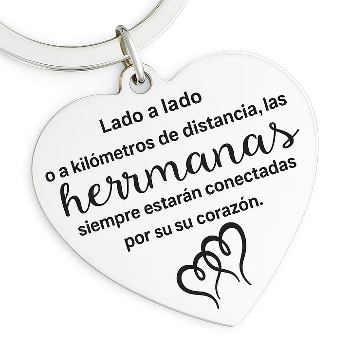 Llavero Hermanas en Acero Inoxidable Frase Sentimental Emotiva  1